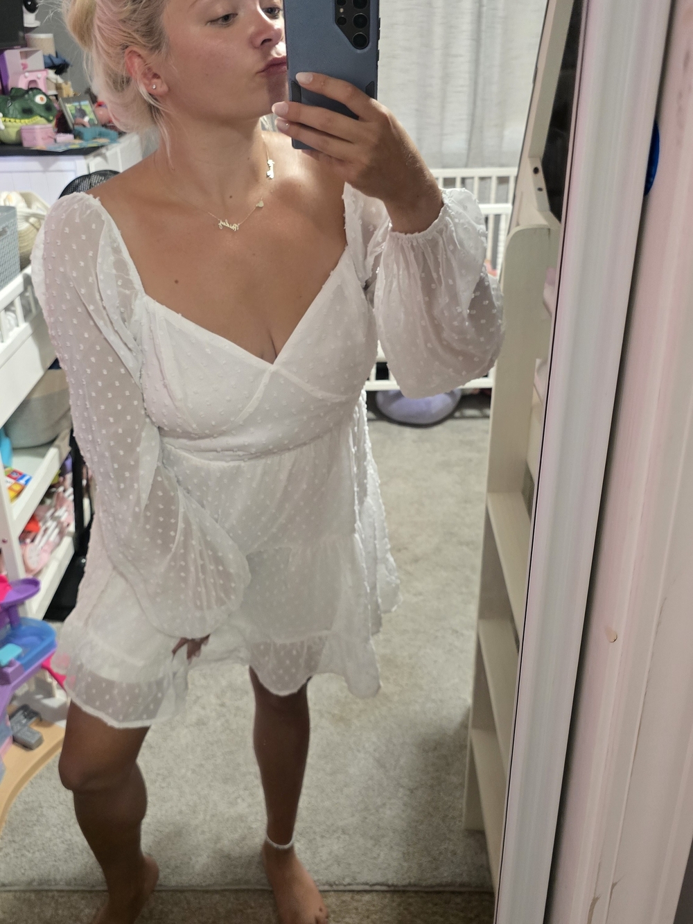 Lulu's White Textured Mini Dress